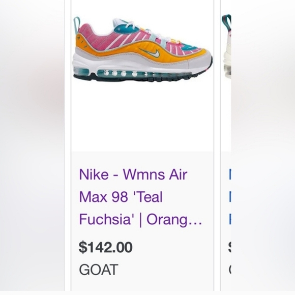 Nike Air Max 98 Teal Fuchsia Low Top Sneakers - Picture 7 of 7